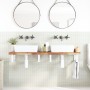 Estante de lavabo de pared acero y madera maciza de acacia