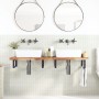 Estante de lavabo de pared acero y madera maciza de acacia