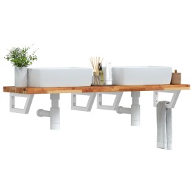 Estante de lavabo de pared acero y madera maciza de acacia