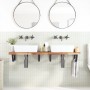 Estante de lavabo de pared acero y madera maciza de acacia