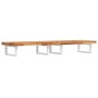 Estante de lavabo de pared acero y madera maciza de acacia