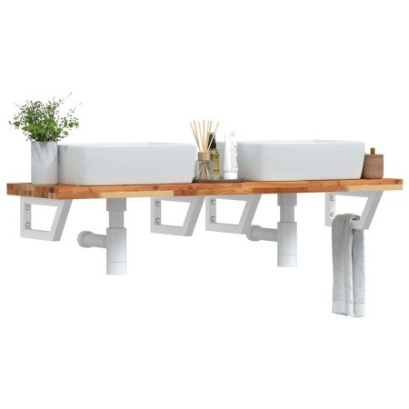 Estante de lavabo de pared acero y madera maciza de acacia en Tocadores de baño | Comprar online en Foro24