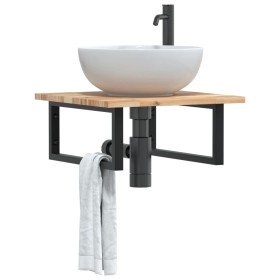 Estante de lavabo de pared acero y madera maciza de acacia en Tocadores de baño | Comprar online en Foro24