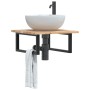 Estante de lavabo de pared acero y madera maciza de acacia