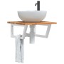 Estante de lavabo de pared acero y madera maciza de acacia