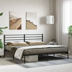 Bed frame with black metal headboard 180x200 cm by vidaXL, Beds and slatted bases - Ref: Foro24-352323, Price: 117,50 €, Disc...