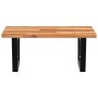 Estante de lavabo de pared acero y madera maciza de acacia