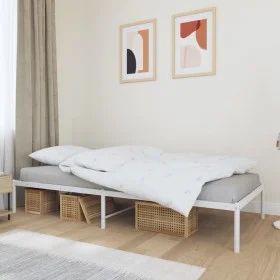 White metal bed frame 100x190 cm by vidaXL, Beds and slatted bases - Ref: Foro24-350907, Price: 77,97 €, Discount: %