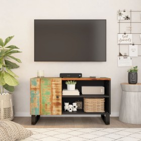 Mueble de TV madera reciclada y madera contrachapada 80x33x46cm