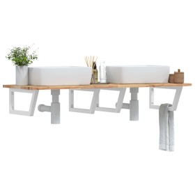 Estante de lavabo de pared acero y madera maciza de acacia