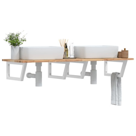 Estante de lavabo de pared acero y madera maciza de acacia