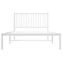 Metal bed frame with white headboard 107x203 cm by vidaXL, Beds and slatted bases - Ref: Foro24-350927, Price: 76,40 €, Disco...
