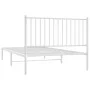 Metal bed frame with white headboard 107x203 cm by vidaXL, Beds and slatted bases - Ref: Foro24-350927, Price: 76,40 €, Disco...