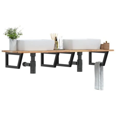 Estante de lavabo de pared acero y madera maciza de acacia en Tocadores de baño | Comprar online en Foro24