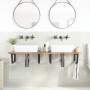 Estante de lavabo de pared acero y madera maciza de acacia