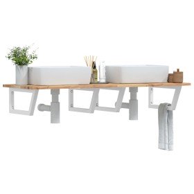 Estante de lavabo de pared acero y madera maciza de acacia
