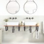Estante de lavabo de pared acero y madera maciza de acacia