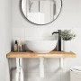 Estante de lavabo de pared acero y madera maciza de acacia