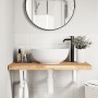 Estante de lavabo de pared acero y madera maciza de acacia