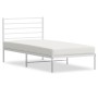 Bettgestell aus Metall mit weißem Kopfteil 90x190 cm von vidaXL, Betten und Lattenroste - Ref: Foro24-352360, Preis: 61,96 €,...