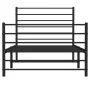 Bettgestell mit Kopfteil und Fußteil aus schwarzem Metall, 107 x 203 cm von vidaXL, Betten und Lattenroste - Ref: Foro24-3523...