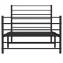 Bettgestell mit Kopfteil und Fußteil aus schwarzem Metall, 107 x 203 cm von vidaXL, Betten und Lattenroste - Ref: Foro24-3523...