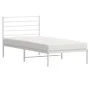 Metal bed frame with white headboard 100x190 cm by vidaXL, Beds and slatted bases - Ref: Foro24-352362, Price: 66,96 €, Disco...