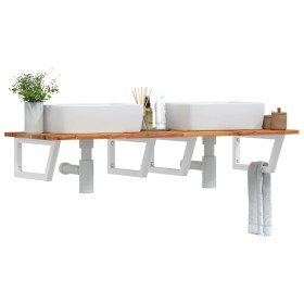 Estante de lavabo de pared acero y madera maciza de acacia