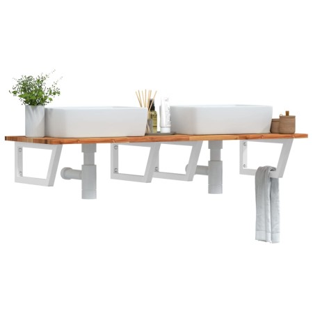 Estante de lavabo de pared acero y madera maciza de acacia