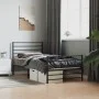 Bed frame with headboard and black metal footboard 90x200 cm by vidaXL, Beds and slatted bases - Ref: Foro24-352330, Price: 7...