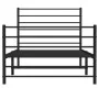 Bed frame with headboard and black metal footboard 90x200 cm by vidaXL, Beds and slatted bases - Ref: Foro24-352330, Price: 7...