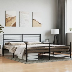 Estructura de cama cabecero y estribo metal negro 193x203cm de vidaXL, Camas y somieres - Ref: Foro24-352343, Precio: 100,55 ...