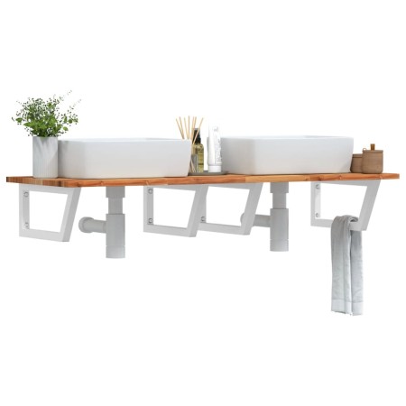 Estante de lavabo de pared acero y madera maciza de acacia