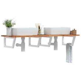 Estante de lavabo de pared acero y madera maciza de acacia
