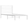 Metal bed frame with white headboard 100x200 cm by vidaXL, Beds and slatted bases - Ref: Foro24-352363, Price: 77,26 €, Disco...