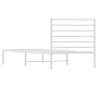 Metal bed frame with white headboard 100x200 cm by vidaXL, Beds and slatted bases - Ref: Foro24-352363, Price: 77,26 €, Disco...