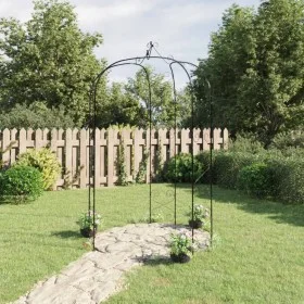 Schwarzer Gartenbogen aus Stahl Ø180x255 cm von vidaXL, Pergolen, Bögen und Gartenspaliere - Ref: Foro24-319351, Preis: 128,8...