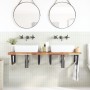 Estante de lavabo de pared acero y madera maciza de acacia