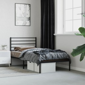 Estructura de cama con cabecero metal negro 90x200 cm de vidaXL, Camas y somieres - Ref: Foro24-352312, Precio: 63,34 €, Desc...