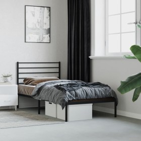 Bed frame with black metal headboard 100x200 cm by vidaXL, Beds and slatted bases - Ref: Foro24-352314, Price: 81,26 €, Disco...