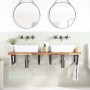 Estante de lavabo de pared acero y madera maciza de acacia
