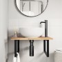 Estante de lavabo de pared acero y madera maciza de acacia