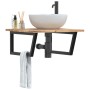 Estante de lavabo de pared acero y madera maciza de acacia