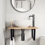 Estante de lavabo de pared acero y madera maciza de acacia