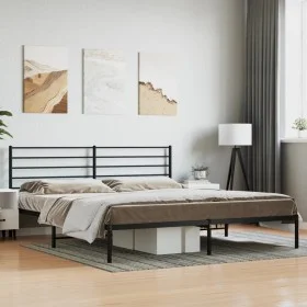 Bed frame with black metal headboard 183x213 cm by vidaXL, Beds and slatted bases - Ref: Foro24-352324, Price: 99,58 €, Disco...
