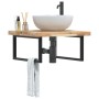 Estante de lavabo de pared acero y madera maciza de acacia