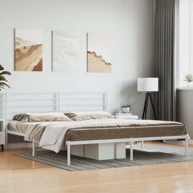 Estructura de cama de metal con cabecero blanco 19