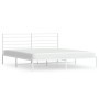 Bettgestell aus Metall mit weißem Kopfteil 193x203 cm von vidaXL, Betten und Lattenroste - Ref: Foro24-352374, Preis: 90,00 €...
