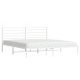 Bettgestell aus Metall mit weißem Kopfteil 193x203 cm von vidaXL, Betten und Lattenroste - Ref: Foro24-352374, Preis: 90,00 €...