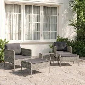 5-teiliges Gartenmöbel-Set und graue synthetische Rattankissen von vidaXL, Gartensets - Ref: Foro24-319682, Preis: 248,95 €, ...